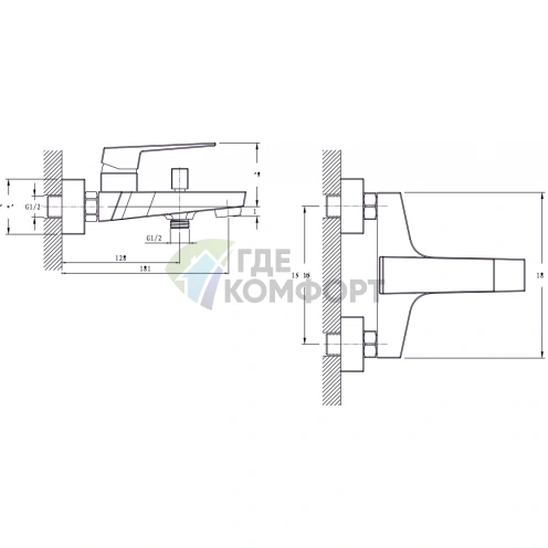 Смеситель для ванны с душем Rush Thira TR3635-44 с высоким изливом - фото 2