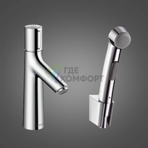 Набор для биде Hansgrohe Talis Select S: смеситель, донный клапан PushOpen, душ-биде и держатель, хром (72291000) - фото 1