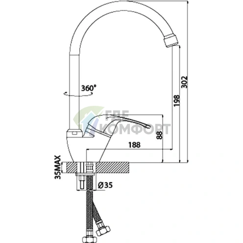 Смеситель Rossinka C 40-23 для кухни: однорычажный с выдвижной лейкой - фото 2