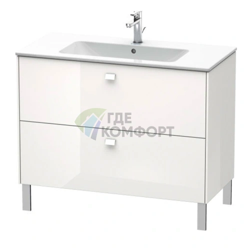 Тумба напольная под раковину Duravit Brioso 1020x479x683 мм, 2 выдвижных ящика, белый глянцевый (арт. 233610) (BR440302222) - фото 1