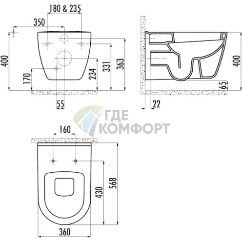 Подвесной унитаз Creavit TP328 — компактное решение для современного санузла - фото 3