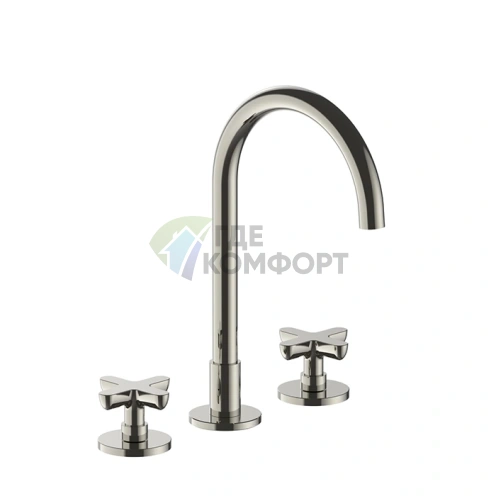 Смеситель для раковины Fantini Icona Classic с нажимным донным клапаном, никель (53 95 R007) - фото 1