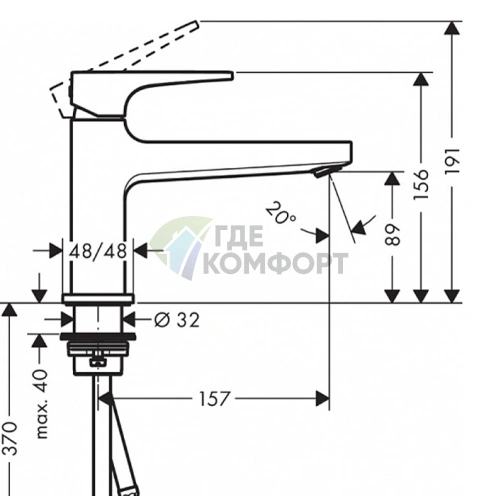 Смеситель для раковины Hansgrohe Metropol 100, хром (74502000) - фото 2