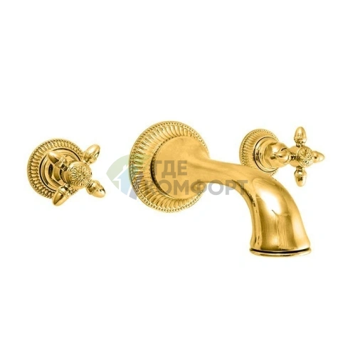 Смеситель настенный Nicolazzi Impero на 3 отверстия в золотом цвете (1277GO36) - фото 1
