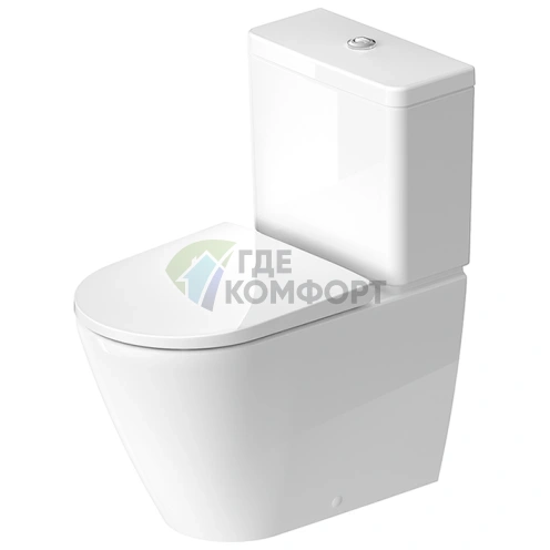 Бачок Duravit D-Neo 395x180 мм с двойным сливом 6/3 л, нижним подключением и покрытием WonderGliss, белый (9441000051) - фото 1