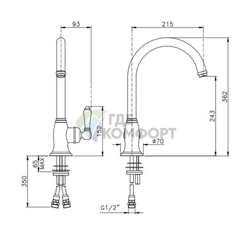 Кухонный смеситель NICOLAZZI CUCINA EL CAPITAN с поворотным изливом в бронзовом цвете (3456BZ75C) - фото 2
