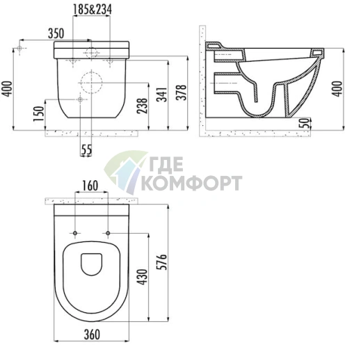 Элегантный подвесной унитаз Creavit Dream DR321 для современного интерьера - фото 3