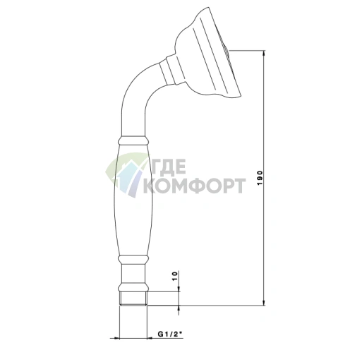 Ручной душ Nicolazzi с керамической ручкой в цвете Polished Nickel (C7104NL) - фото 2