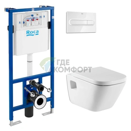 Комплект для подвесного унитаза Roca: инсталляция Duplo WC 89009000K, чаша Gap 346477000, сиденье Gap 80147200 - фото 1