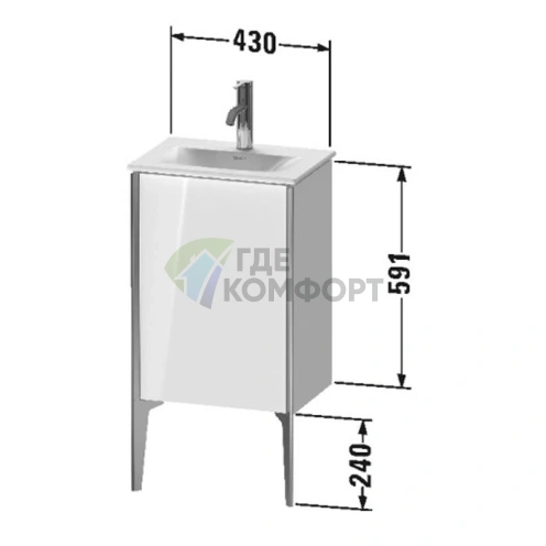 Тумба подвесная Duravit XViu 591x430x310 мм белый глянцевый/чёрный матовый (XV4068LB222) - фото 2