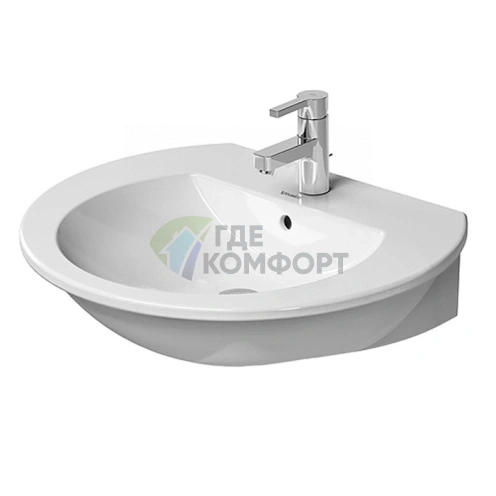 Раковина Duravit Darling New с тремя отверстиями под смеситель 600x520 мм белого цвета (2621600030) - фото 3