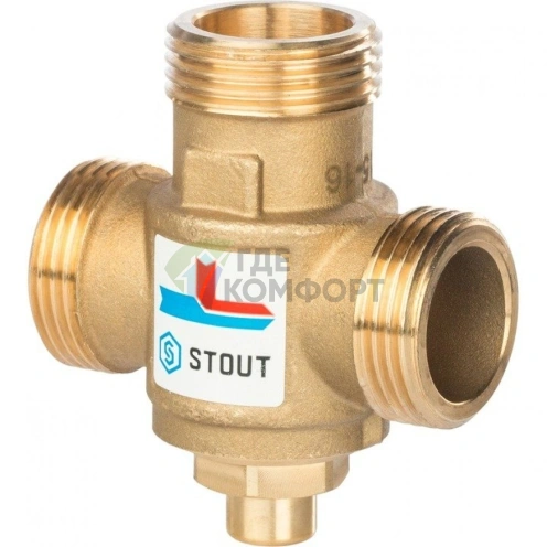 Термостатический клапан Stout для твердотопливного котла 60 C, 1 1/2 НР, 1 M - фото 1