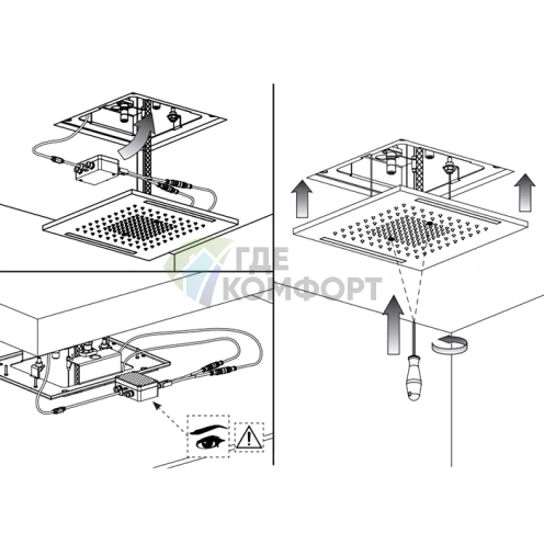 GESSI COLOUR верхний душ: встраиваемая в потолок панель с хромотерапией в цвете Mirror Steel (57977#238) - фото 2