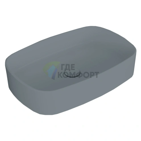 Раковина прямоугольная накладная SIMAS FORIU 60x40x13 см без отверстия, цвет cemento matt - фото 1