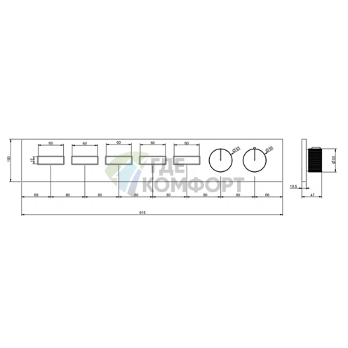 Термостат для душа Gessi Hi-Fi с подключением до 5 источников (хром) (63018#031) - фото 2