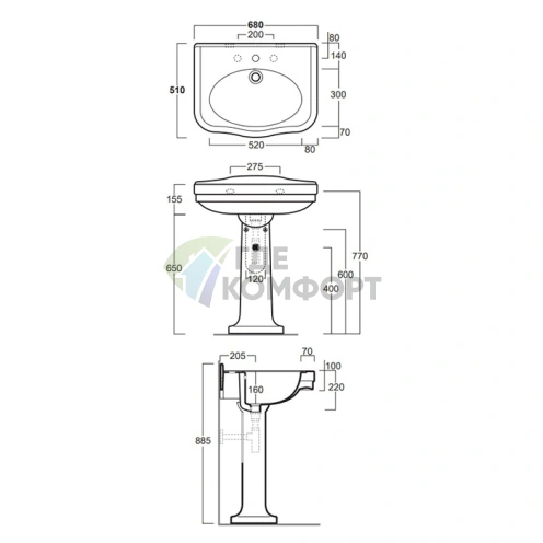 Пьедестал для умывальника SIMAS Londra LO924 белый - фото 2
