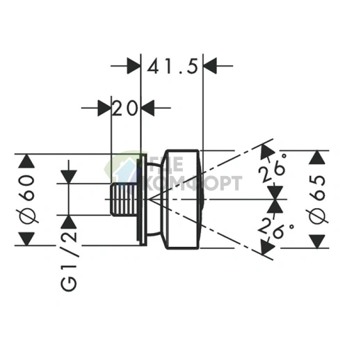 Боковая форсунка AX для душа, 65 мм, круглая розетка, хром (28464000) - фото 2