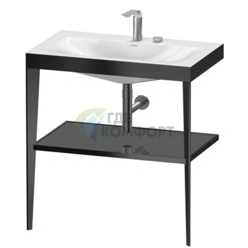 Консоль напольная Duravit XViu с раковиной и полкой, 850 мм, черный мат/серый глянец (XV4715EB289) - фото 1