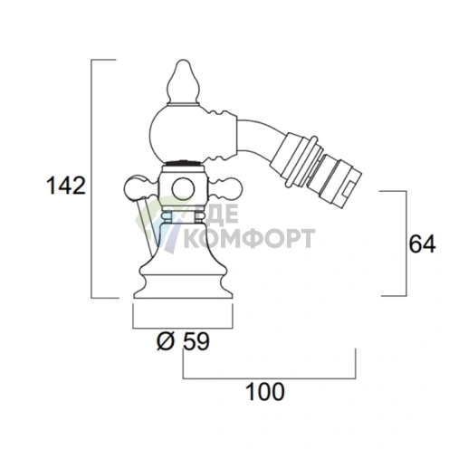Смеситель для биде SIMAS VICTORIA на 3 отверстия, хром (VIBB cr) - фото 2