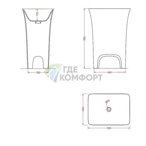 Раковина Artceram Cow напольная отдельностоящая 60х45х85см без отв под смесительитель со слив переливом цвет белый - фото 2