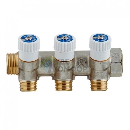 Коллектор Stout (SMB 6851 341203) 3/4 ВР(г) х 3 выхода 1/2 НР(ш) х 3/4 НР(ш) регулируeмый - фото 2