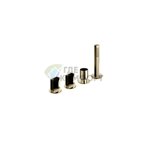 Смеситель Fantini Venezia для ванны с ручным душем в матовом золоте British Gold PVD (29 P6 N467S) - фото 1