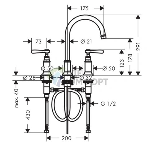 Смеситель для раковины AX Montreux на 3 отверстия, рычажный, цвет никель (16514820) - фото 2
