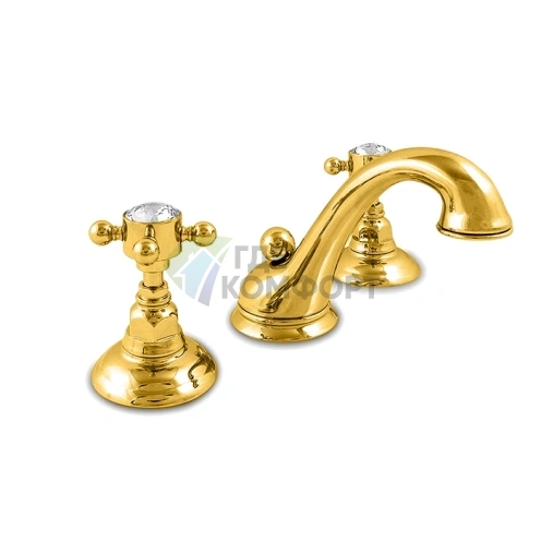 Смеситель для раковины Nicolazzi Half Dome Crystal с автоматическим сливом и позолотой (1408GB93) - фото 1