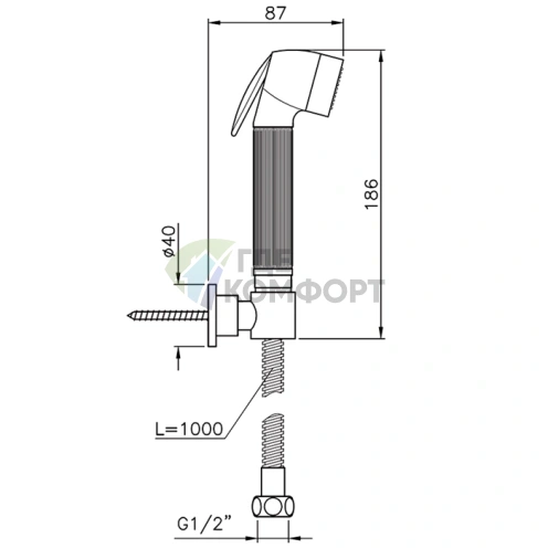Гигиенический душ Nicolazzi с гибким шлангом 100 см и поддержкой, цвет бронза (5523BZ) - фото 2