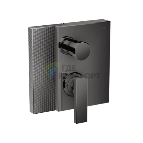 Встраиваемый смеситель для ванны AX Edge с защитой от обратного потока и алмазной огранкой, полированный черный (46451330) - фото 1