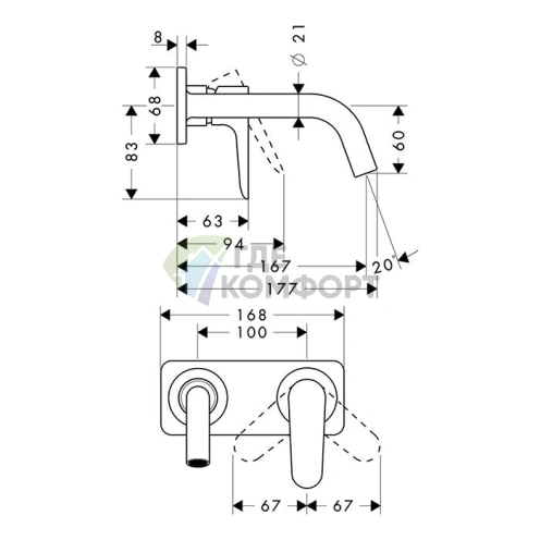 Смеситель для раковины AX Citterio M в цвете шлифованный никель (34112820) - фото 2