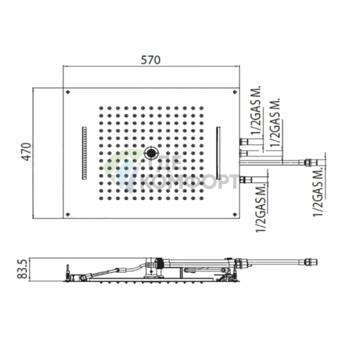 Верхний душ BOSSINI DREAM/4: 4 режима, золото (H38929.021) - фото 2