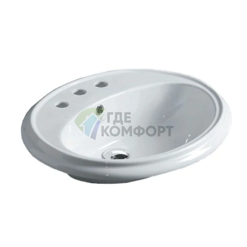 Раковина SIMAS Arcade встроенная 61x50,5 см с 3 отверстиями под смеситель, белая (AR859bi*3) - фото 1