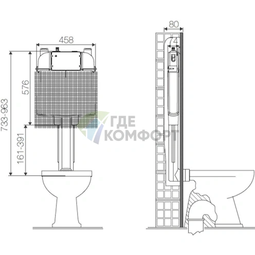 Смывной бачок скрытой инсталляции OLI Oli 74: компактная механика - фото 2