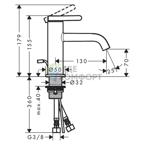 Смеситель для раковины AX One 70, цвет шлифованное красное золото (48000310) - фото 2