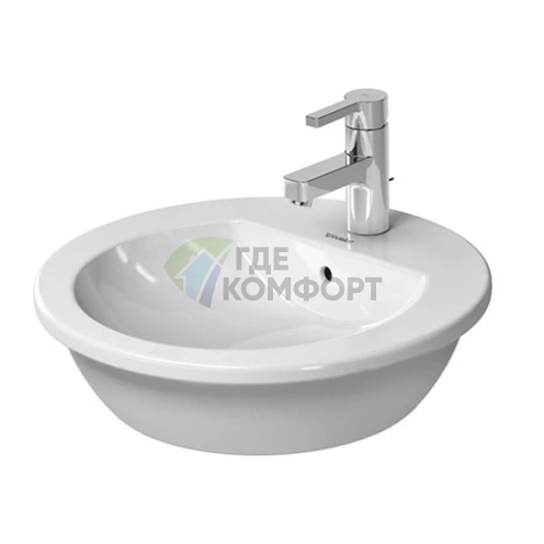 Раковина Duravit Darling New 470 мм белая шлифованная с креплением и полкой под смеситель (497470000) - фото 3