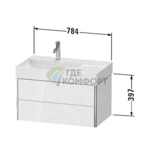 Подвесная тумба Duravit XSquare 234880 с 2 ящиками, цвет бирюзовый (XS416809797) - фото 2