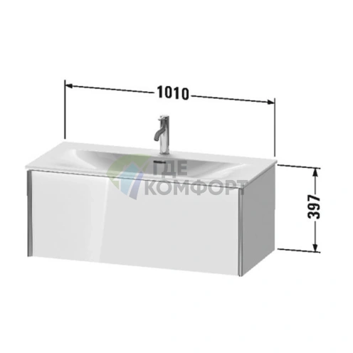 Подвесная тумба Duravit XViu 610x800x480 мм для раковины, белый глянцевый/champagne matt (XV40350B122) - фото 2