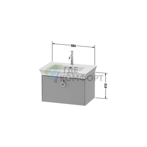 Подвесная тумба Duravit White Tulip, 410x684x458 мм, с ящиком, белый глянец (WT425108585) - фото 2