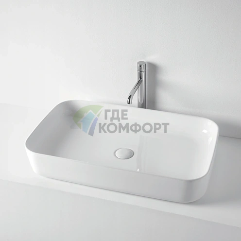 Раковина накладная Kerasan Tribeca 70x43 см без отверстия под смеситель белая (460201) - фото 1