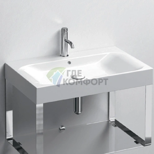 Раковина KERASAN CENTO 700x450 мм с переливом и отверстием для смесителя, белая матовая (353230) - фото 1