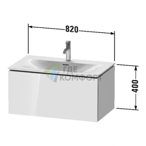 Тумба подвесная Duravit L-Cube для раковины 400x820x481 мм, White High Gloss (LC613702222) - фото 2