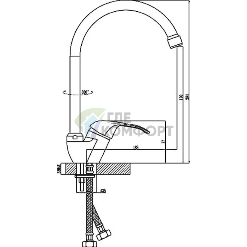 Смеситель для кухни Rossinka A35-23 из нержавеющей стали - фото 3