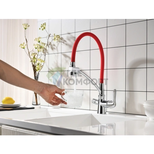 Смеситель Lemark Comfort LM3070C для кухни: хром с зеленым акцентом - фото 2