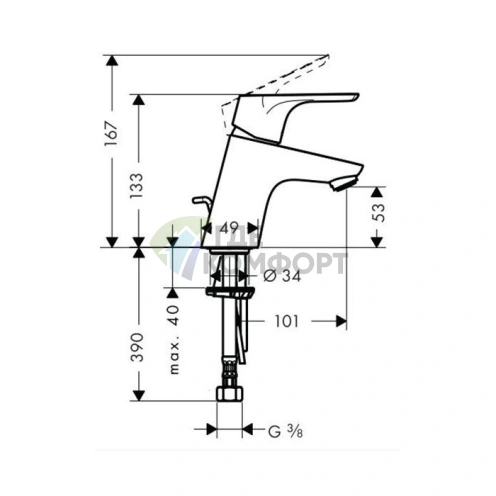 Смеситель для раковины Hansgrohe Focus с донным клапаном Push-Open, хром (31604000) - фото 2