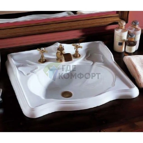 Накладная раковина AZZURRA JUBILAEUM 61x52 см с одним отверстием под смеситель, белая - фото 1