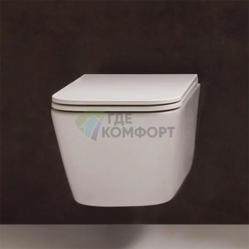 Унитаз подвесной GLOBO Stone безободковый компактный 45×37 см со скрытым монтажом (STS07.BI) - фото 1