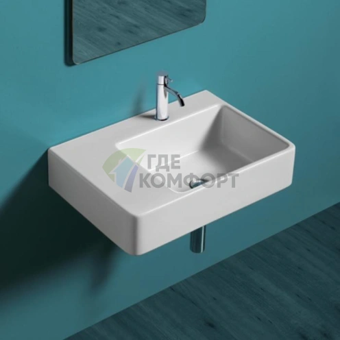 Накладная раковина SIMAS Top 65×45 см (правое отверстие, белый) - фото 1