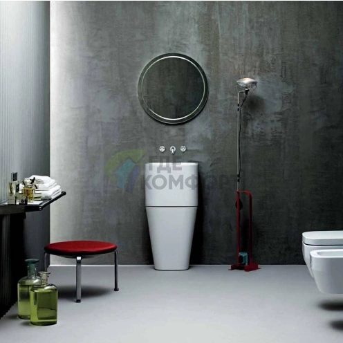 Подвесная раковина AZZURRA TANDEM 44x43 см с бельевой корзиной, белый - фото 1