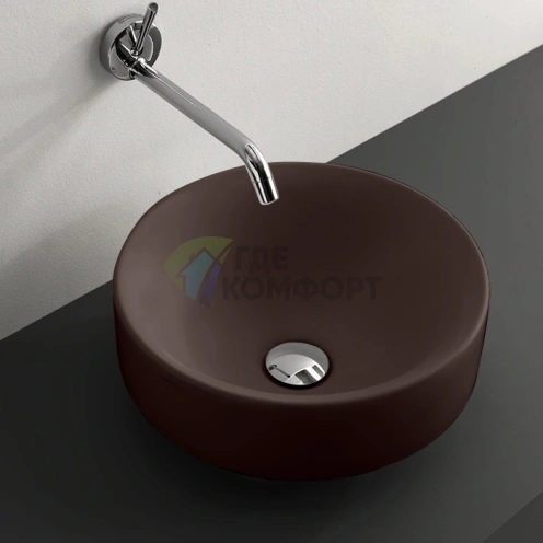 Kerasan Cento: круглая накладная раковина 45 см без отверстия под смеситель, цвет Borgogna matt (355775 Borgogna matt *0) - фото 1